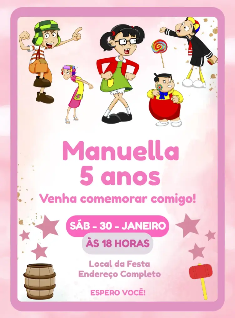 Convite Turma Do Chaves Menina