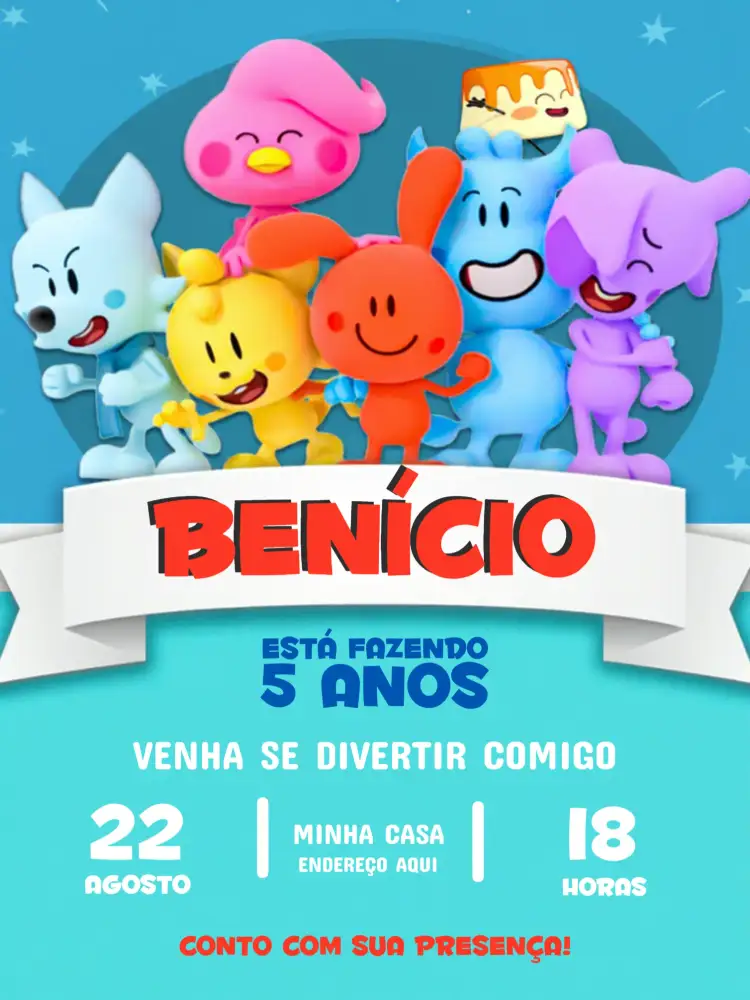 Convite Turma Do Cueio Gato Galáctico Verde – tema Aniversário Infantil galáctico, colorido, infantil, divertido, moderno, exploração espacial