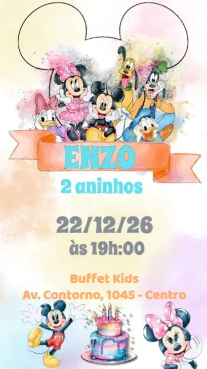 Mickey Watercolor Gang invitation