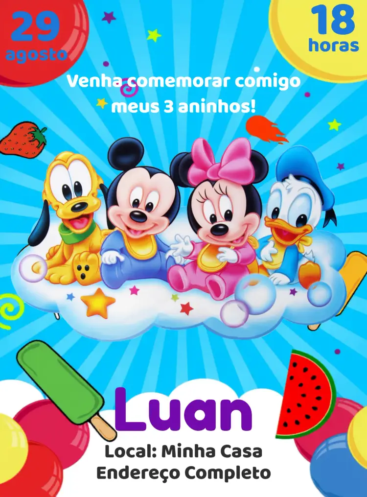 Convite Turma Do Mickey Fazer