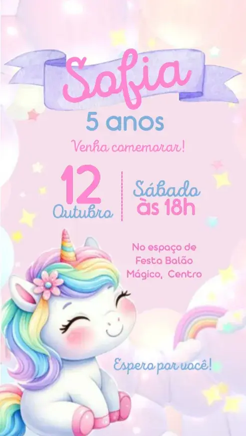 Convite Unicórnio