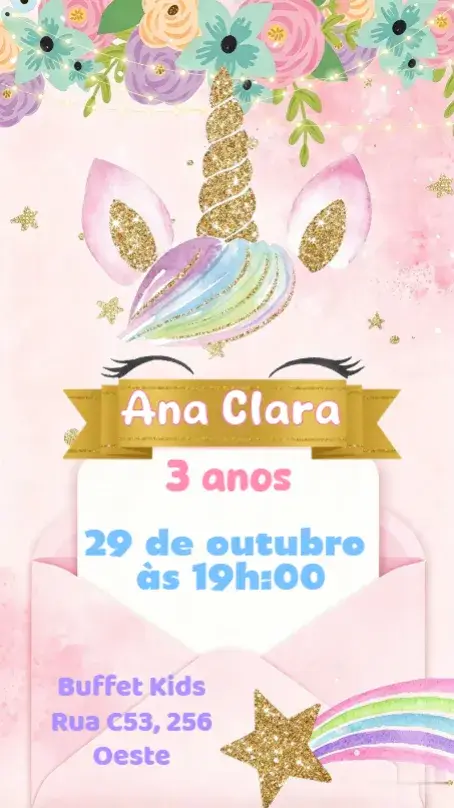 Convite Unicórnio Luxo