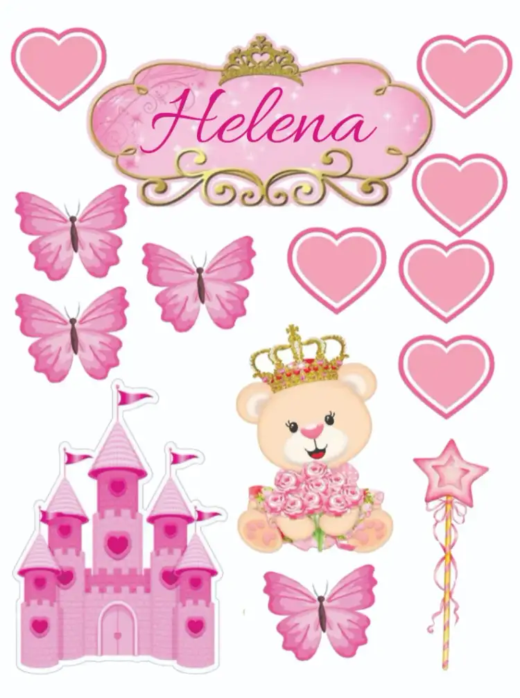 Invitación Oso Princesa – tema Topper de torta lindo, delicado, colorido, infantil, princesa, festivo