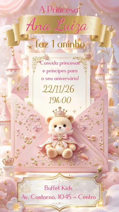 Convite Ursinha Princesa
