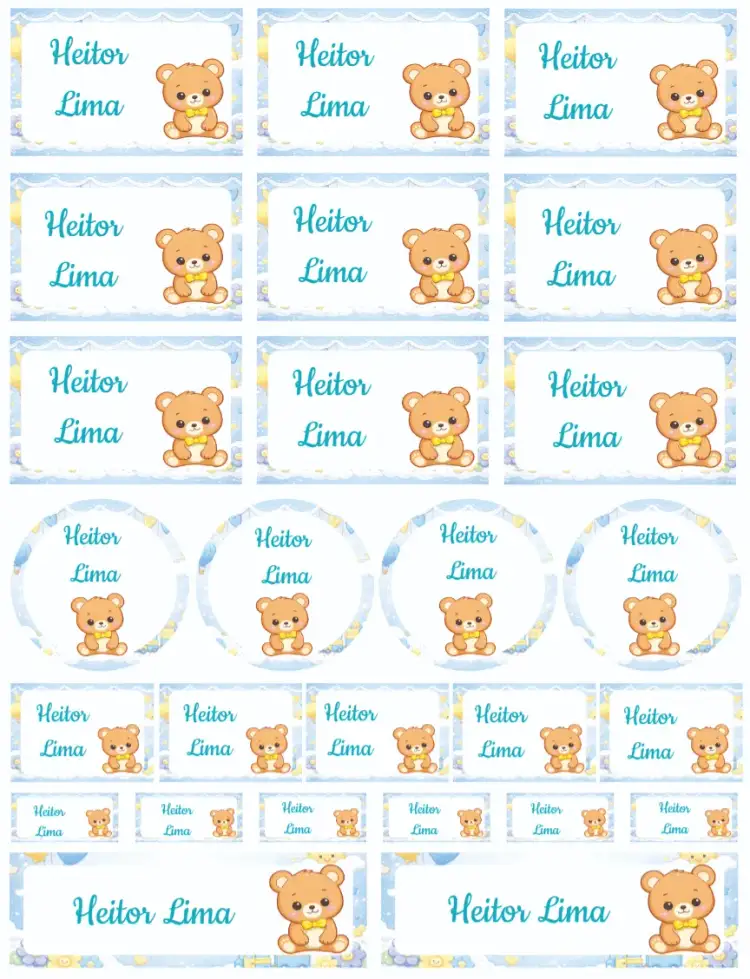 Convite Ursinho – tema Cartão cores pastel, fofo, ilustrações de animais, design lúdico, estilo infantil, elementos gráficos delicados
