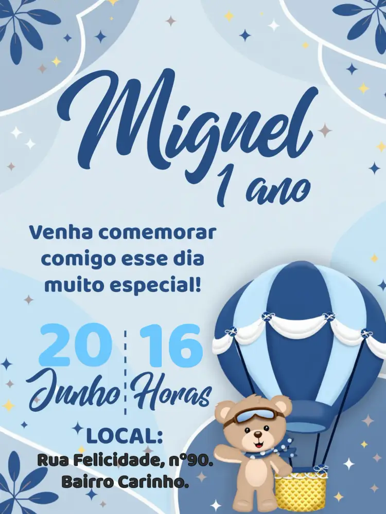 Convite Ursinho Baloeiro Ceu