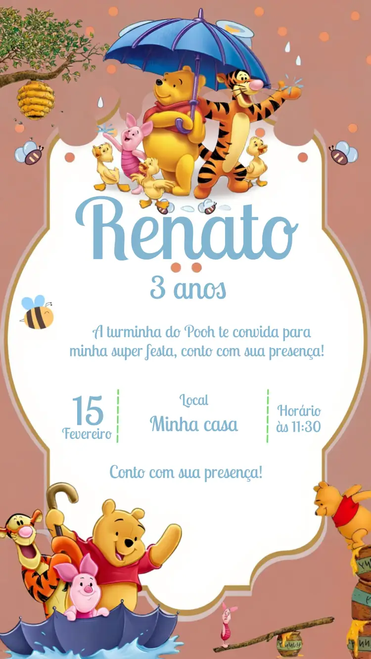 Convite Ursinho Pooh Tigrão
