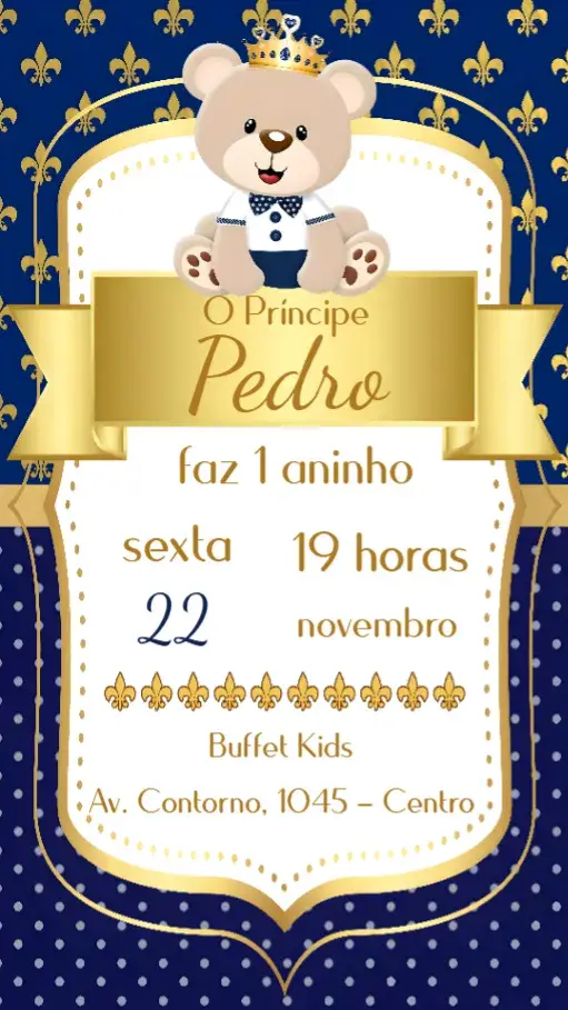 Convite Ursinho Príncipe