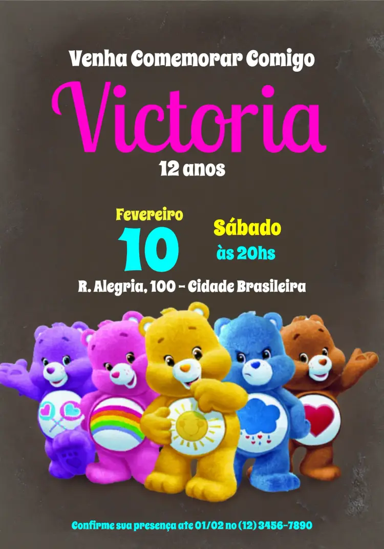 Convite Ursinhos Carinhosos Carebears
