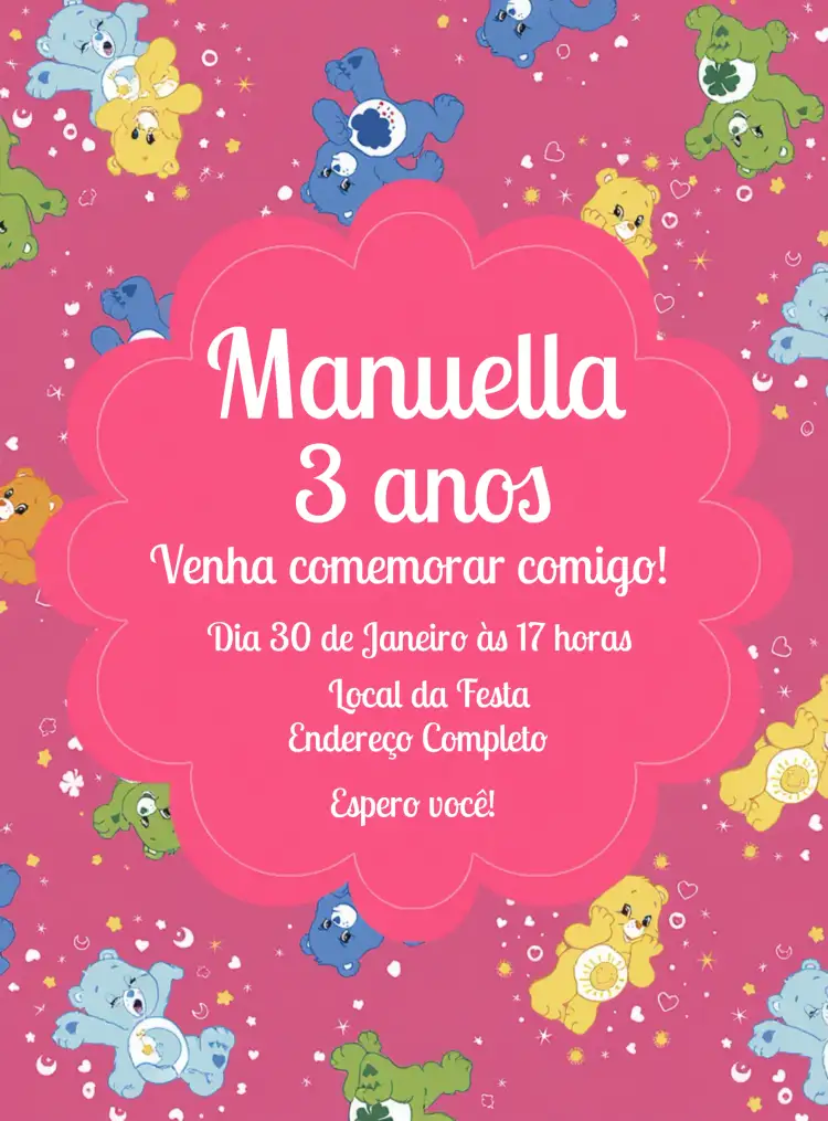 Convite Ursinhos Carinhosos Colorido – tema Aniversário Infantil colorido, lúdico, infantil, divertido, suave, vibrante