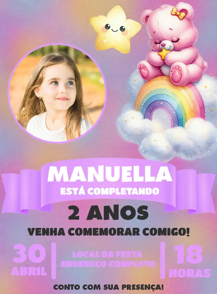 Convite Ursinhos Carinhosos Com Foto Desenho