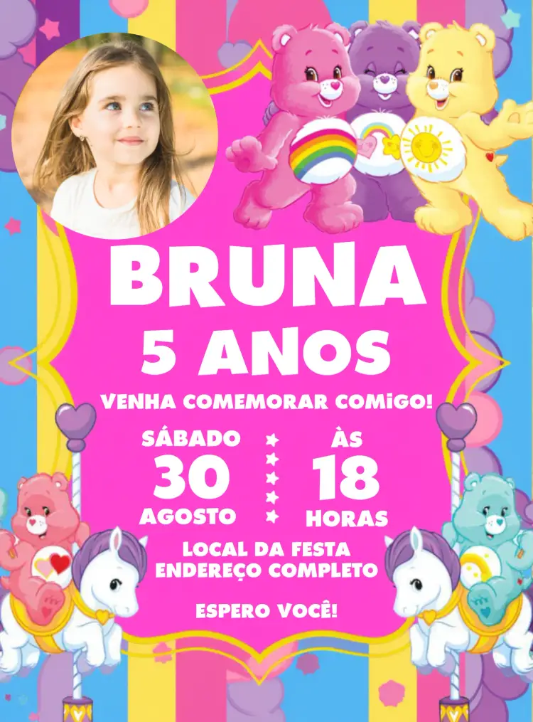 Convite Ursinhos Carinhosos Com Foto Sorte