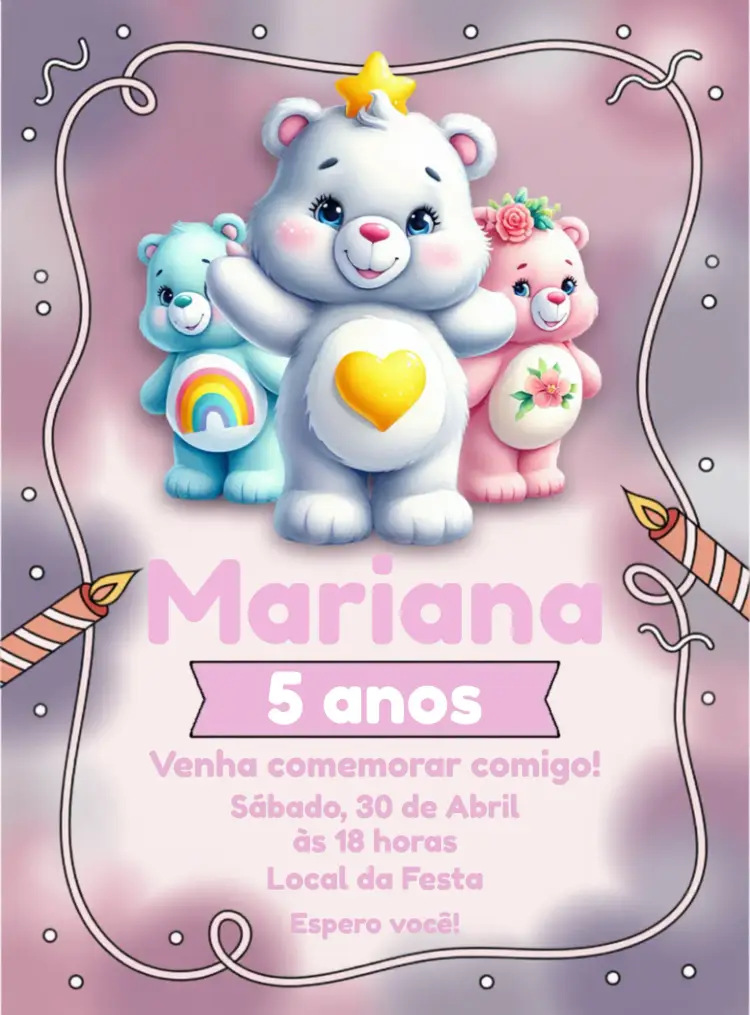 Convite Ursinhos Carinhosos Desenho
