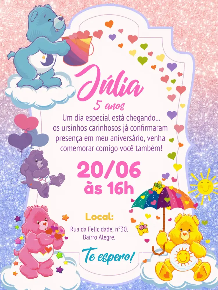 Convite Ursinhos Carinhosos Estrela
