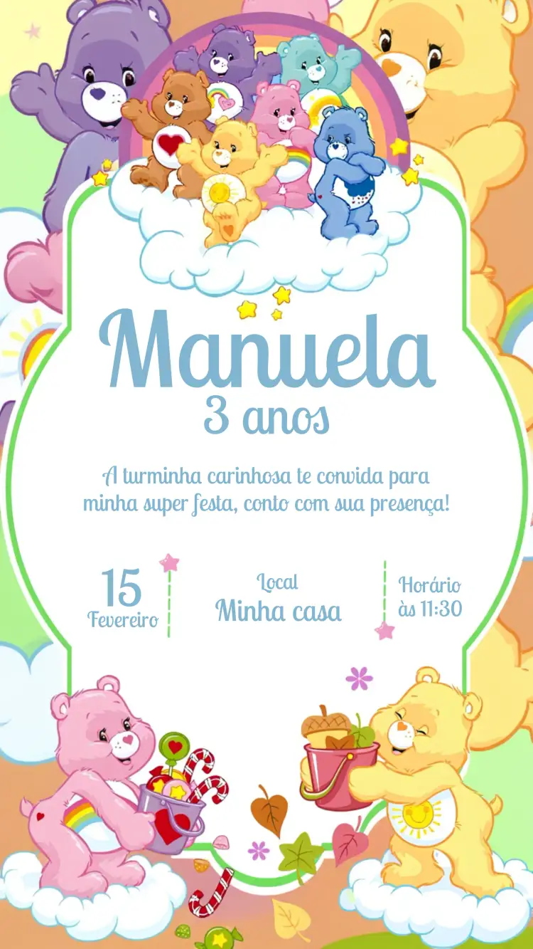Convite Ursinhos Carinhosos Infantil