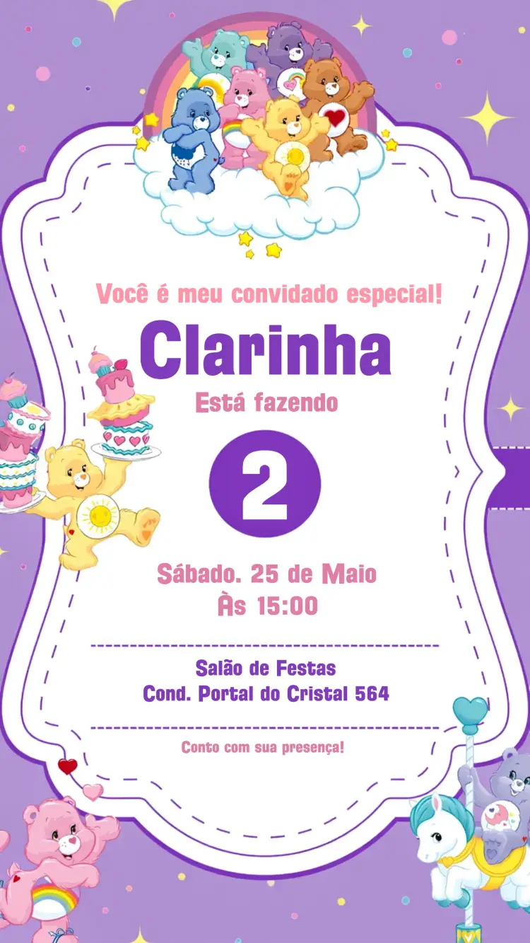 Convite Ursinhos Carinhosos Infantil
