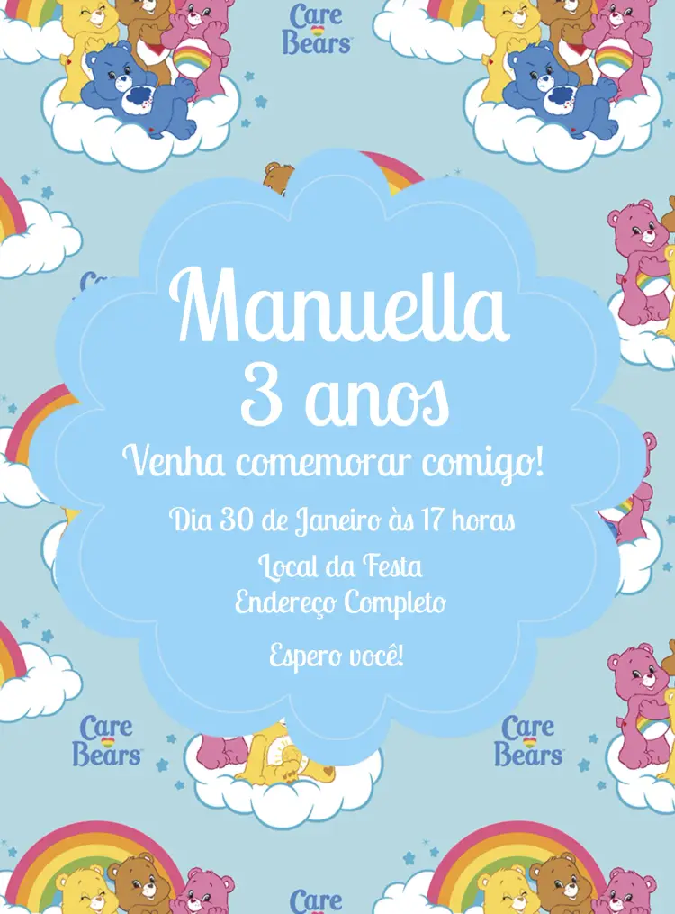 Convite Ursinhos Carinhosos Infantil