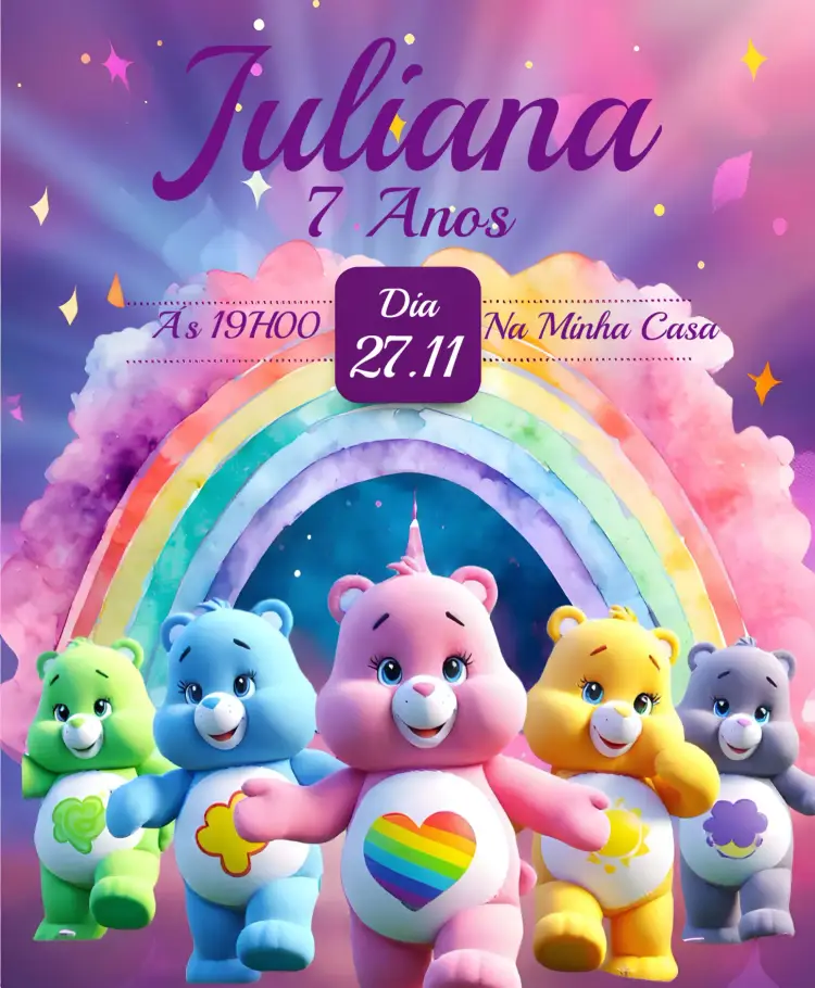 Convite Ursinhos Carinhosos Rosa