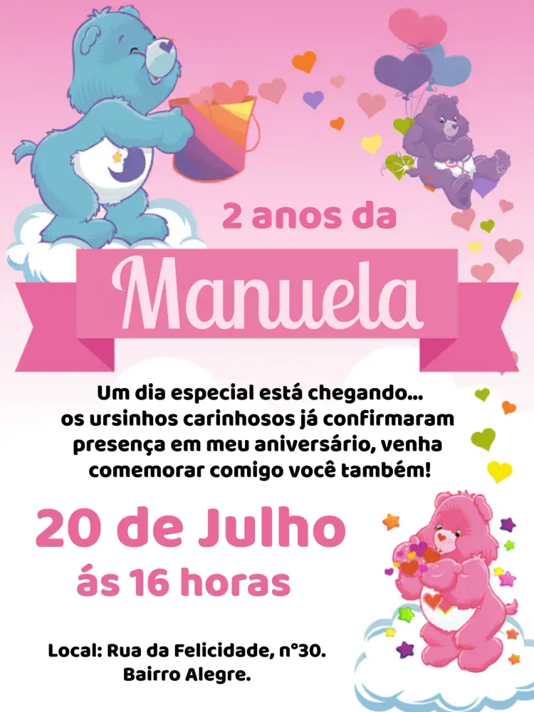 Convite Ursinhos Carinhosos Sol