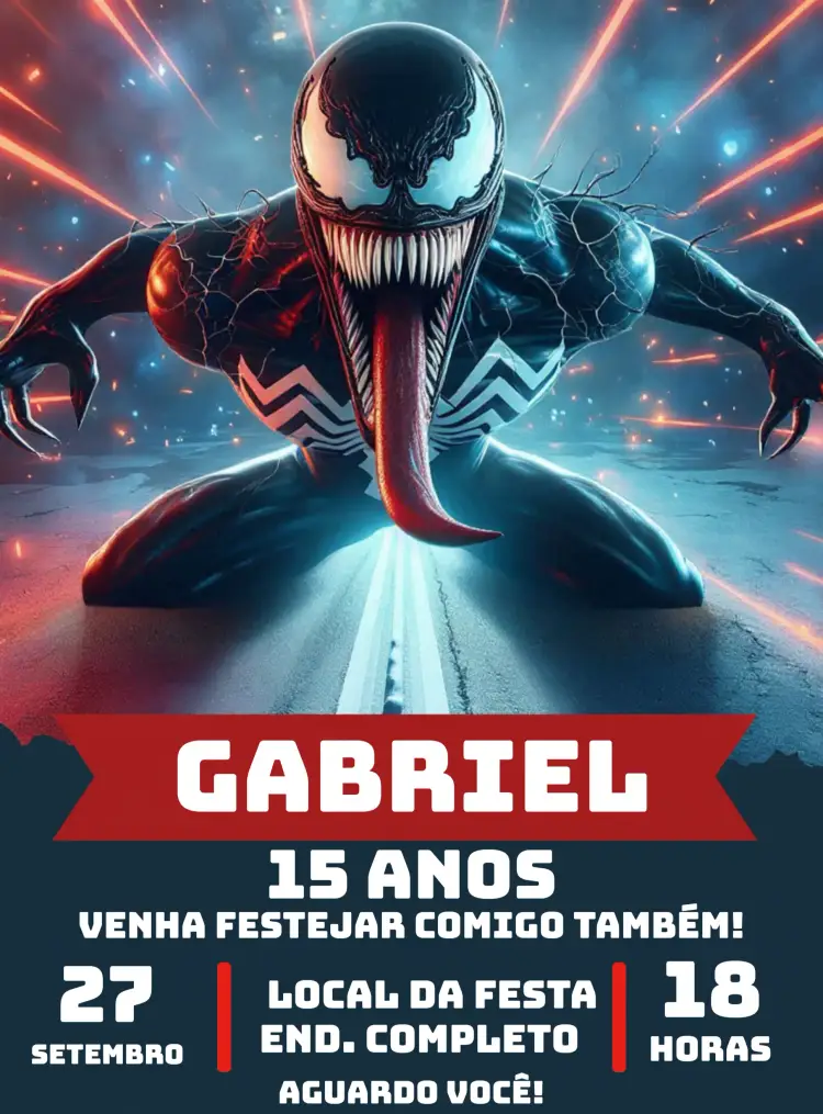 Convite Venom Menino