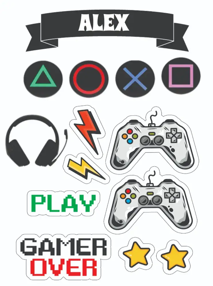 Invitation Video Game – Cake topper theme modern, colorful, fun, games, technological, playful