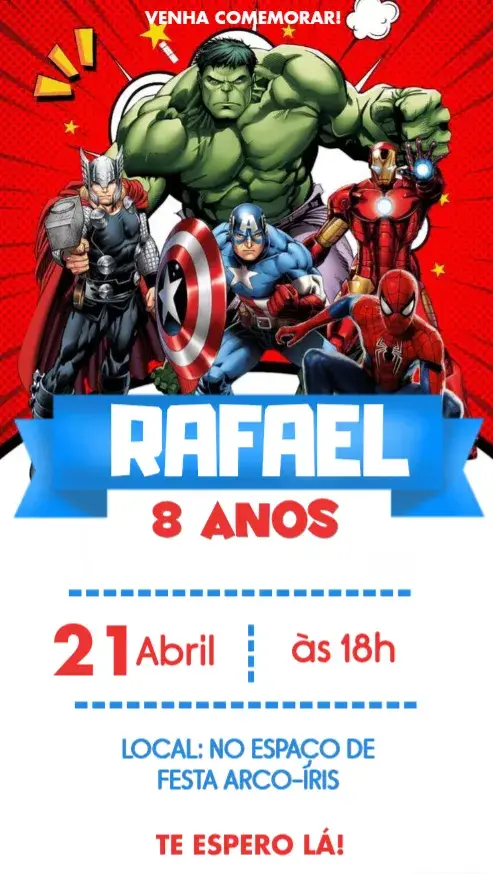 Convite Vingadores