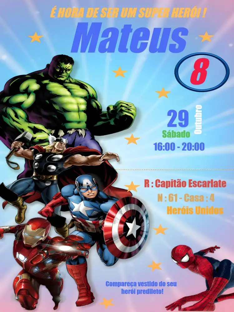 Convite Vingadores America