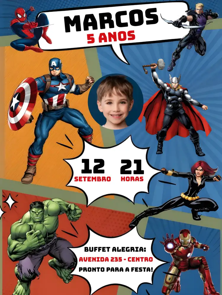 Vingadores Com Foto Menino