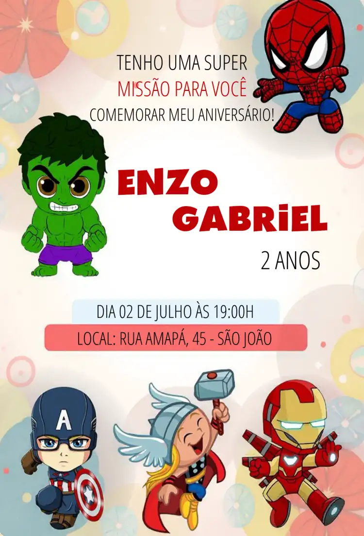 Vingadores Cute Baby Infantil