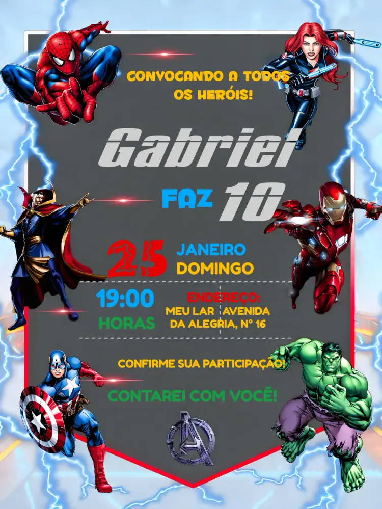 Convite Vingadores Vermelho