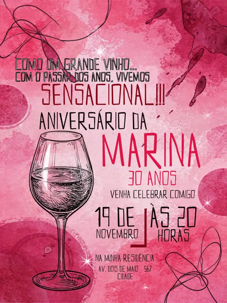 Convite Vinho Adulto
