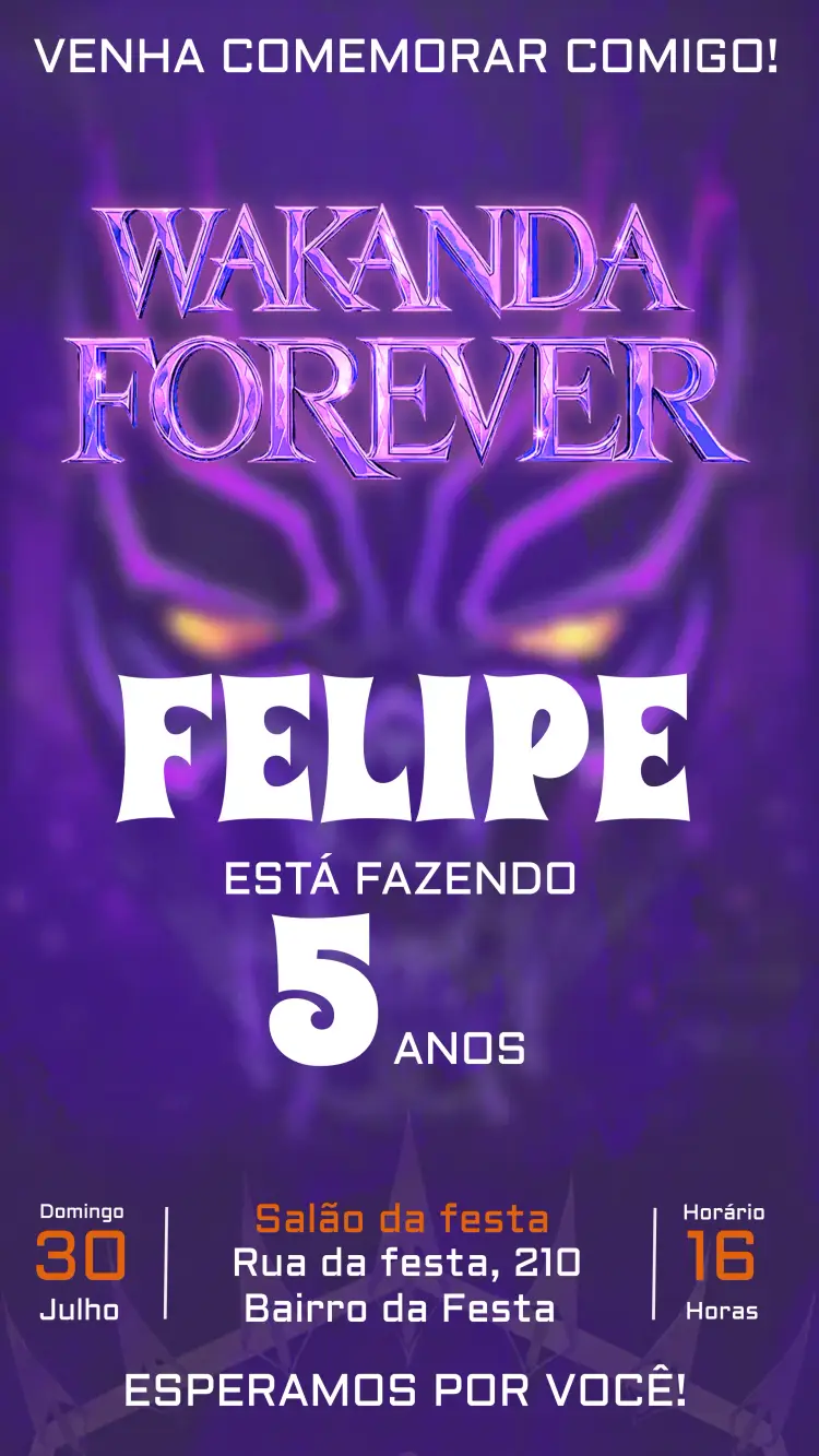 Convite Wakanda Forever Foto