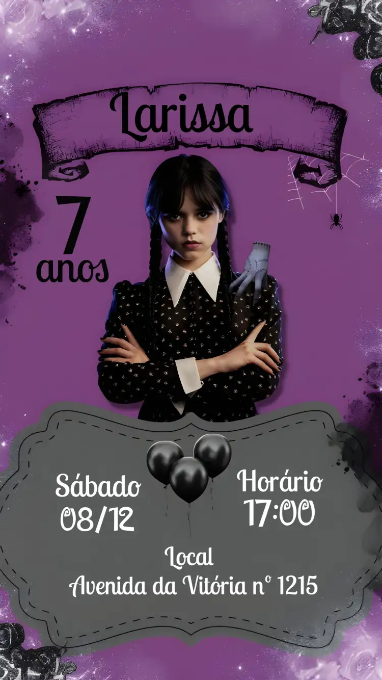 Wandinha Addams Roxo