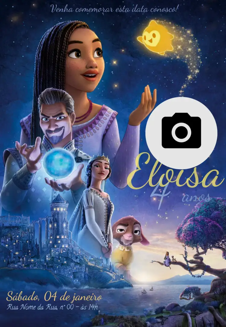 Convite Wish E O Poder Dos Desejos Com Foto Filme – tema Mais pesquisados azul, brilho, infantil, mágico, divertido, filme