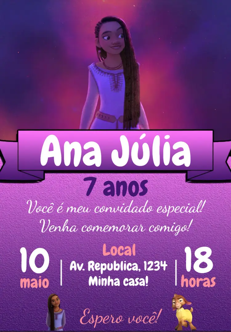 Convite Wish O Poder Dos Desejos Lilás – tema Datas Comemorativas lilás, roxo, elegante, mágico, moderno, sutil