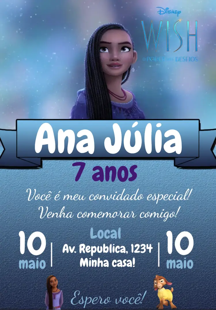 Convite Wish O Poder Dos Desejos Valentino – tema Datas Comemorativas vibrante, mágico, colorido, moderno, alegre