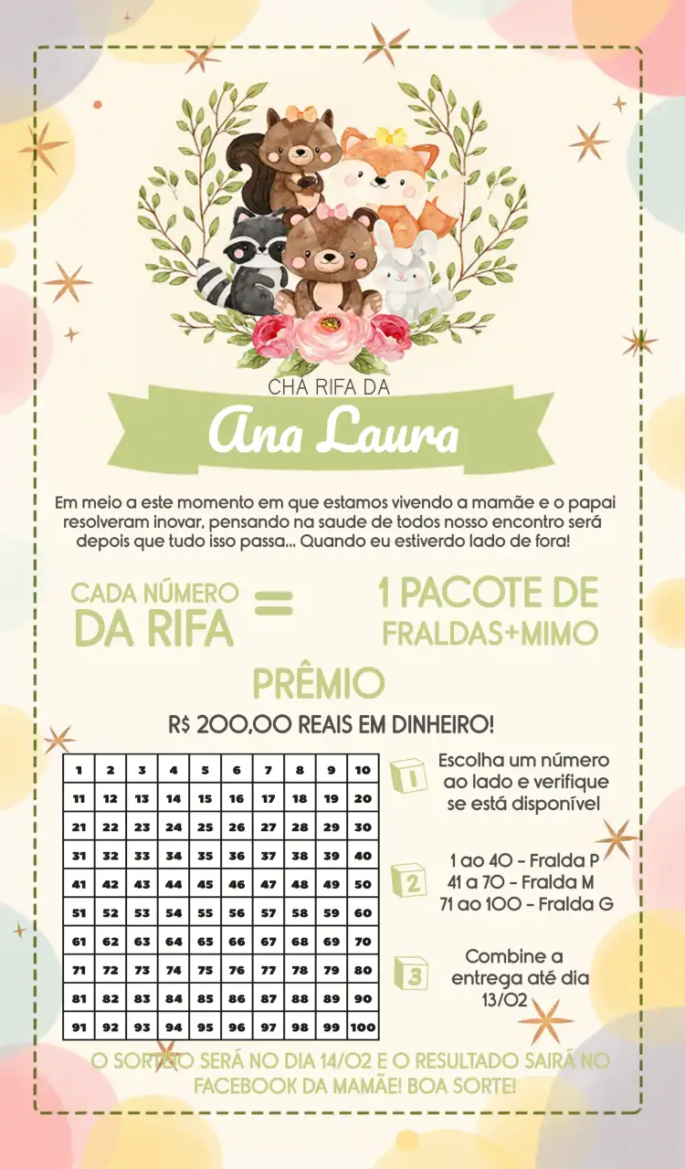 Convite Digital Chá Rifa Páscoa Cha - Alegre e Colorido | Convitede