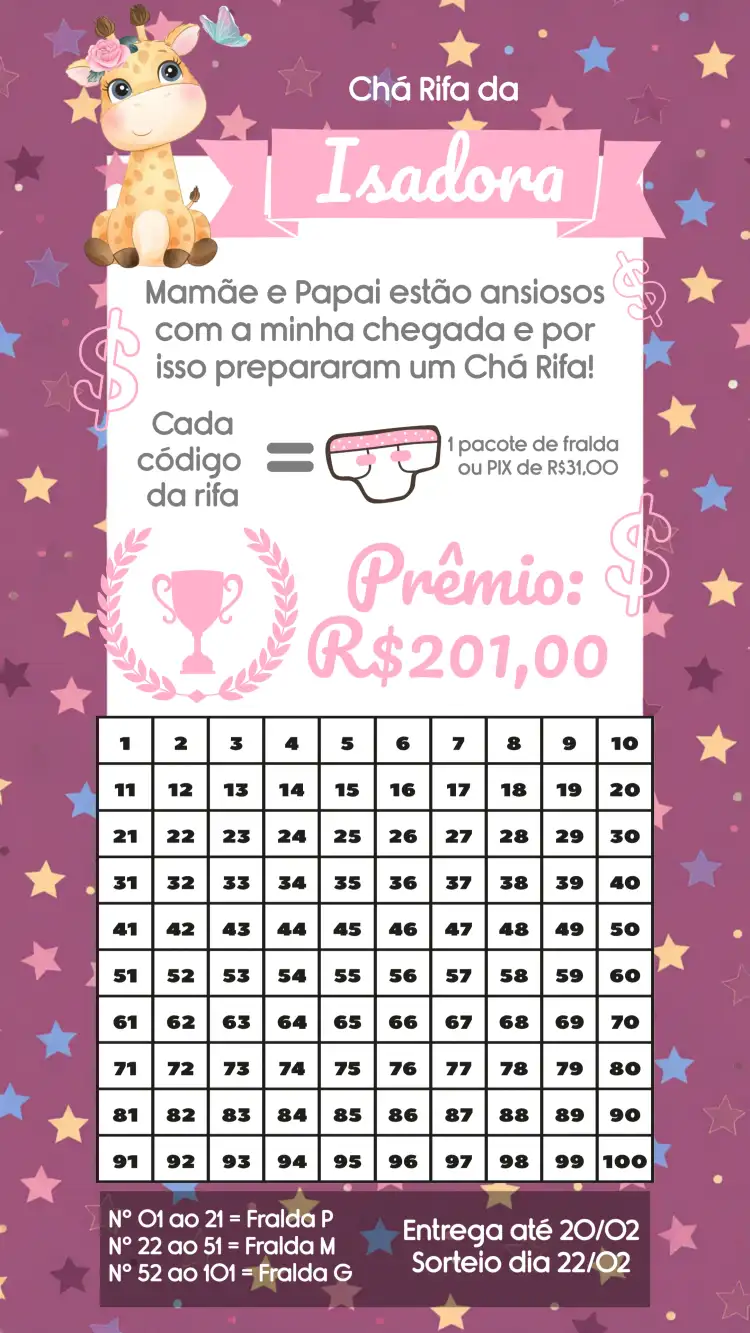 Mellow Rifa Convite Rifa Revelação - Chá Rifa Divertido | Convitede