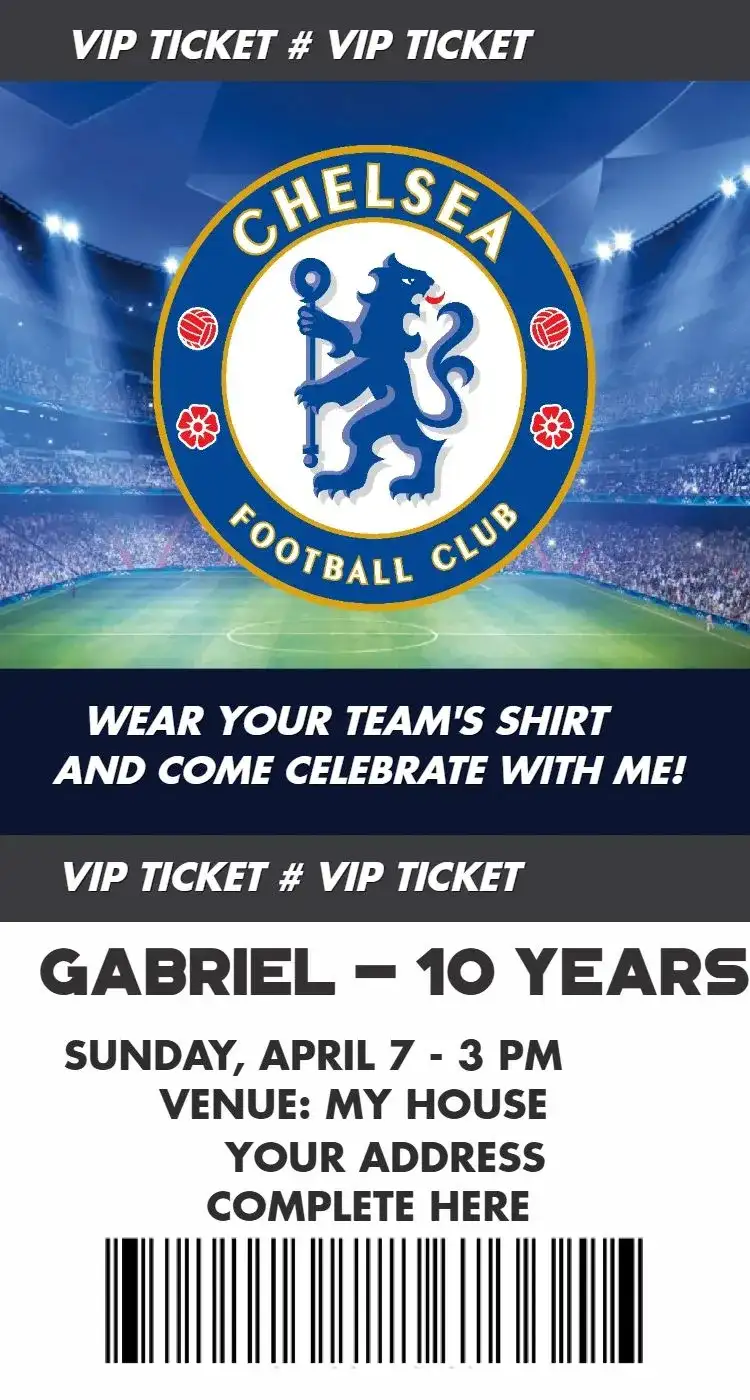Chelsea Vip Ticket Digital Invitation Chelsea 4 - Special Birthday | Convitede