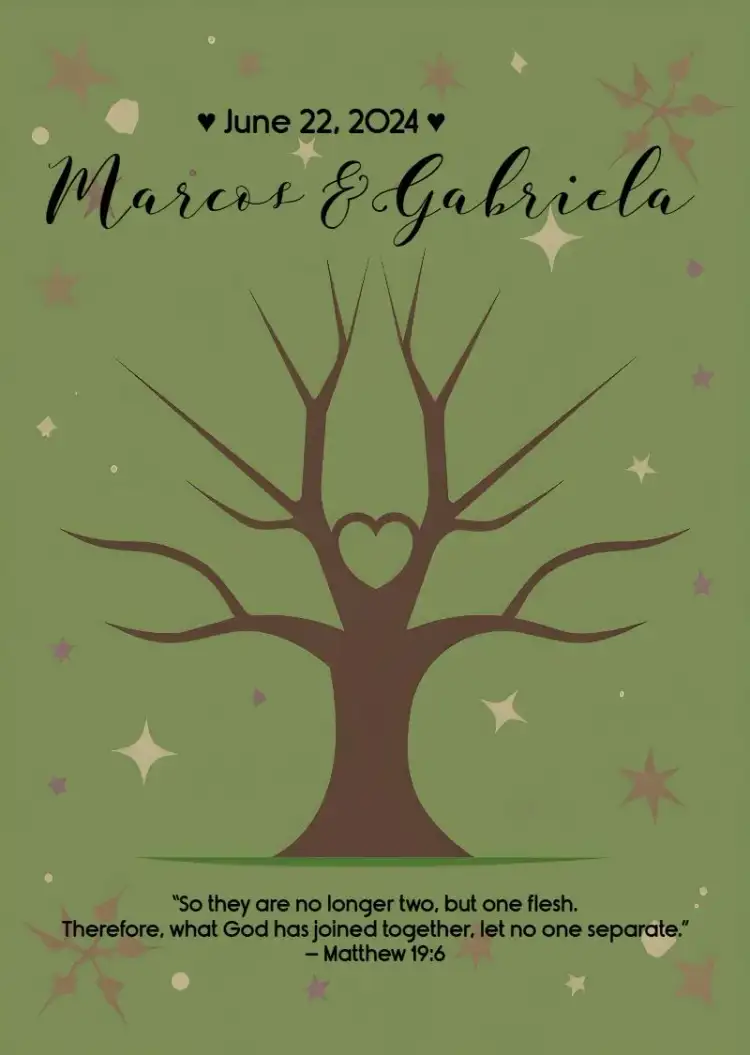 Invitation Tree Frame Wedding Fingerprint Tree Frame - Elegant Digital Invitation | Convitede