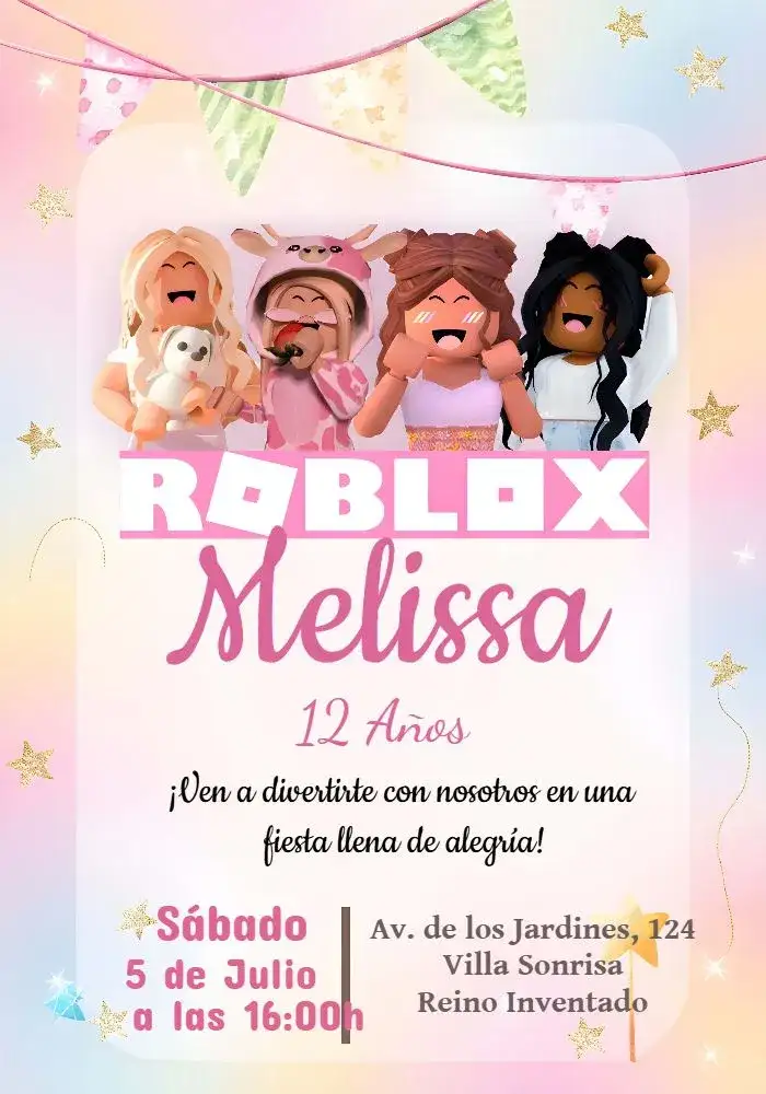 Roblox Rela Rosa Invitación Digital Roblox Rosa - Más Buscados | Convitede