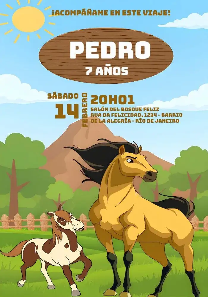 Spirit Corcel Spirit El Corcel Indomable Niño - Invitación Digital Infantil | Convitede